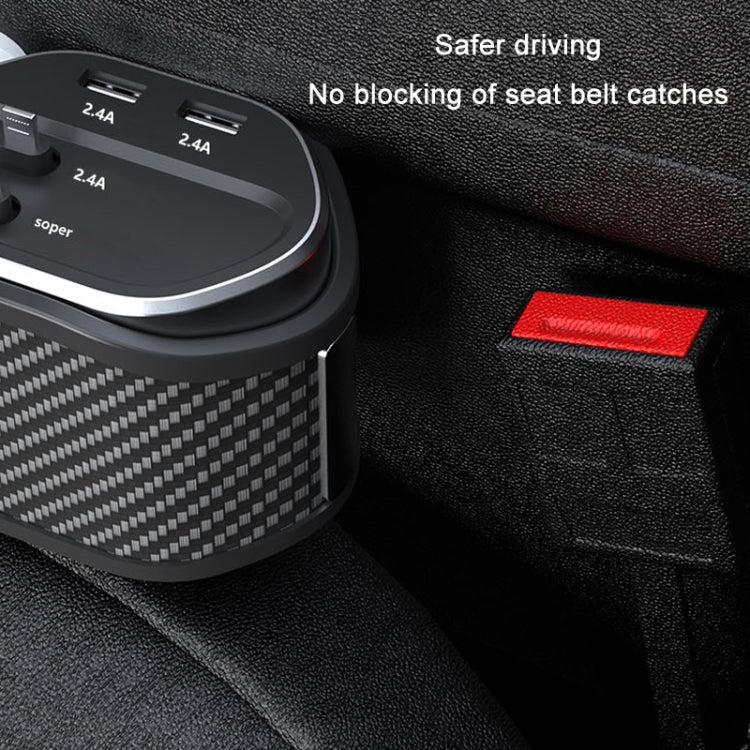Car Seat Clip Organizer Multifunctional Car Charger, Specification: Carbon Fiber - Stowing Tidying by buy2fix | Online Shopping UK | buy2fix
