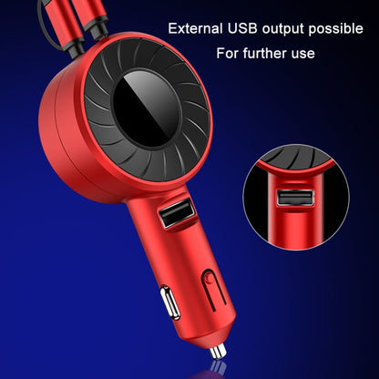 3 In 1 USB Dual Cable Single Pull Retractable Car Charger(Black) - Car Charger by buy2fix | Online Shopping UK | buy2fix