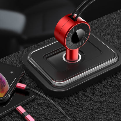 3 In 1 USB Dual Cable Single Pull Retractable Car Charger(Black) - Car Charger by buy2fix | Online Shopping UK | buy2fix
