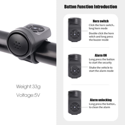 Bicycle 120db Electric Bell 4 Modes Rechargeable Cycling Anti-theft Alarm Horn by buy2fix