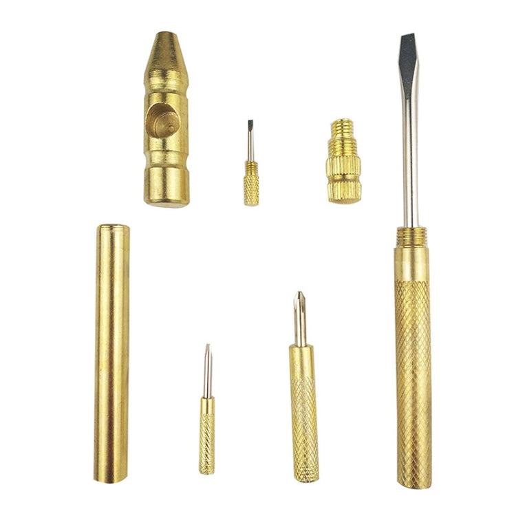 6 in 1 Multifunctional Mini Household Brass Hammer Screwdriver(10097) - Screwdriver Tools by buy2fix | Online Shopping UK | buy2fix