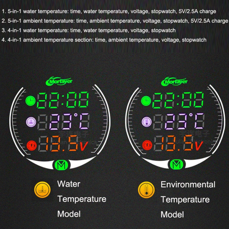 Morfayer YL-M05 4 In 1 Environmental Temperature Model 9-24V LED Night Vision Motorcycle Modification Instrument - Electrical Instruments by buy2fix | Online Shopping UK | buy2fix