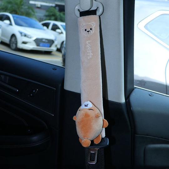 002 Coussin de protection anti-étranglement de ceinture de sécurité épaisse de dessin animé mignon, longueur: 30,5 cm (ours)