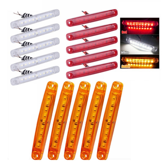 MK-224 10pcs 12-24V Truck Trailer 9LED Side Light Tail Lamp Signal Light(White) - Warning Lights by buy2fix | Online Shopping UK | buy2fix