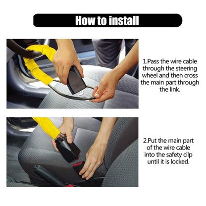 S308 Car Steering Wheel Wire Rope Lock Security Anti-theft Locks(Black) - Steering Wheel Locks by buy2fix | Online Shopping UK | buy2fix