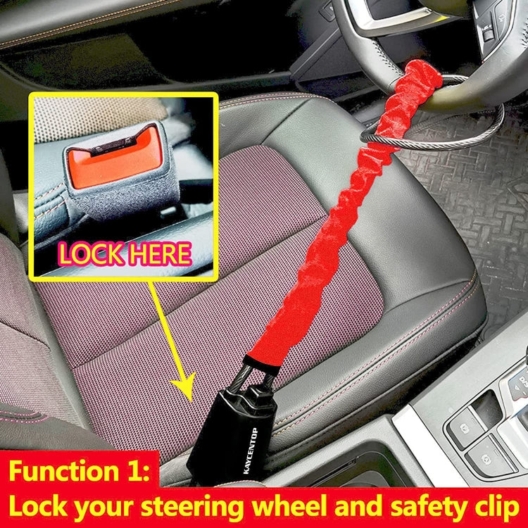 S308 Car Steering Wheel Wire Rope Lock Security Anti-theft Locks(Black) - Steering Wheel Locks by buy2fix | Online Shopping UK | buy2fix