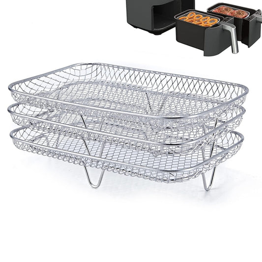 Air Fryer Accessories Three-Layer Steam Rack Stackable Dehydration Rack(Rectangle) - Electric Deep Fryers by buy2fix | Online Shopping UK | buy2fix