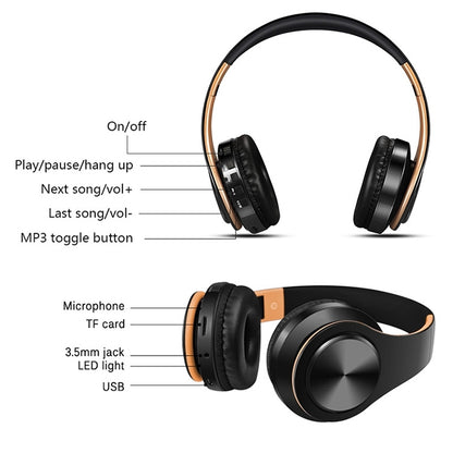 LPT660 Bluetooth Wireless Headset HIFI Stereo Sports Headphones(Black+Rose Gold) - Headset & Headphone by buy2fix | Online Shopping UK | buy2fix
