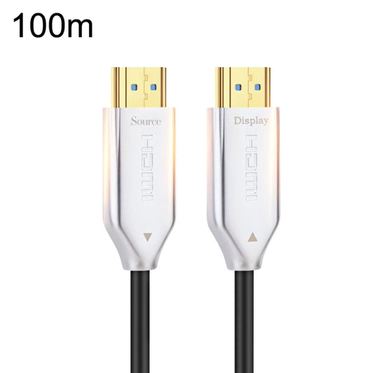 2.0 Version HDMI Fiber Optical Line 4K Ultra High Clear Line Monitor Connecting Cable, Length: 100m With Shaft(White) by buy2fix