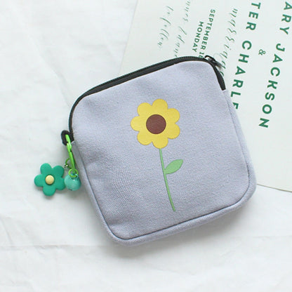 Sanitary Napkin Storage Bag Large Capacity Little Bag Canvas Simple Short Wallet(Light Purple) - Storage Bags by buy2fix | Online Shopping UK | buy2fix