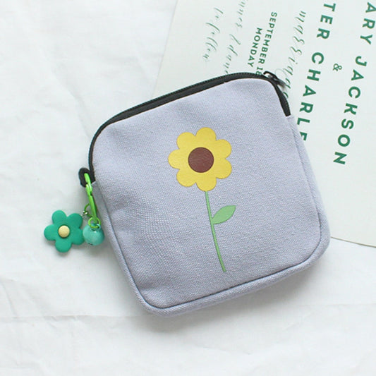 Sanitary Napkin Storage Bag Large Capacity Little Bag Canvas Simple Short Wallet(Light Purple) - Storage Bags by buy2fix | Online Shopping UK | buy2fix