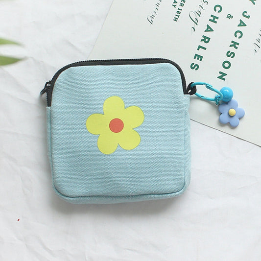 Sanitary Napkin Storage Bag Large Capacity Little Bag Canvas Simple Short Wallet(Sky Blue) - Storage Bags by buy2fix | Online Shopping UK | buy2fix