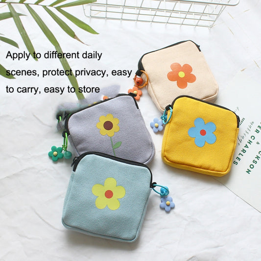 Sanitary Napkin Storage Bag Large Capacity Little Bag Canvas Simple Short Wallet(Sky Blue) - Storage Bags by buy2fix | Online Shopping UK | buy2fix