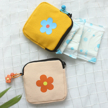 Sanitary Napkin Storage Bag Large Capacity Little Bag Canvas Simple Short Wallet(Sky Blue) - Storage Bags by buy2fix | Online Shopping UK | buy2fix