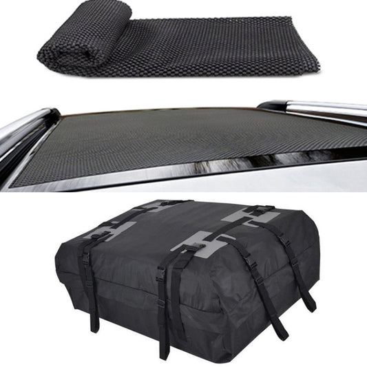 15 Cubic Foot Car Universal Rainproof Roof Luggage Outdoor Camper Roof Bag + Non-slip Mat(Black) - Roof Racks by buy2fix | Online Shopping UK | buy2fix