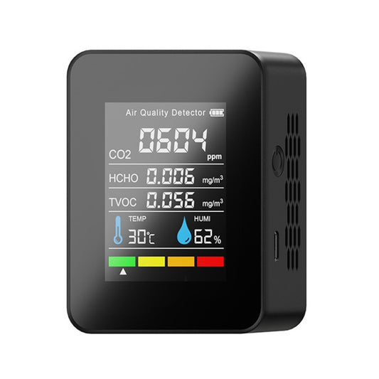 5 In 1 Temperature Humidity TVOC HCHO CO2 Large Screen Display Power Digital Air Quality Monitor(Black) - Gas Monitor by buy2fix | Online Shopping UK | buy2fix