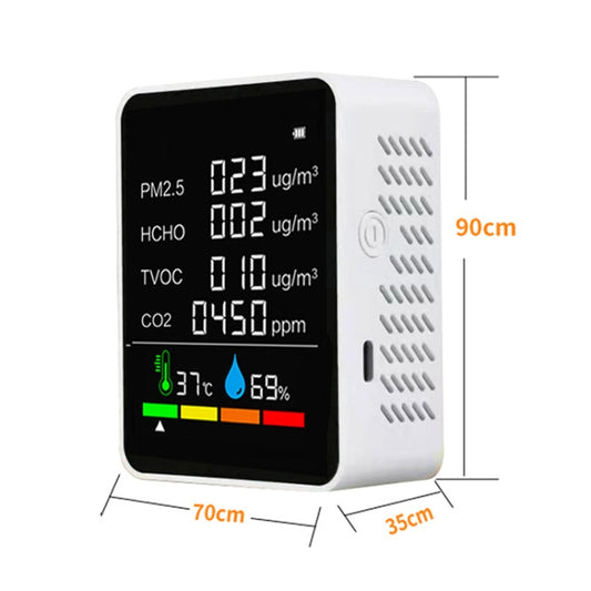 ZN-2COWT 6 In 1 PM2.5 Infrared Sensor CO2 Formaldehyde TVOC Temperature Humidity Detector(White) - Gas Monitor by buy2fix | Online Shopping UK | buy2fix