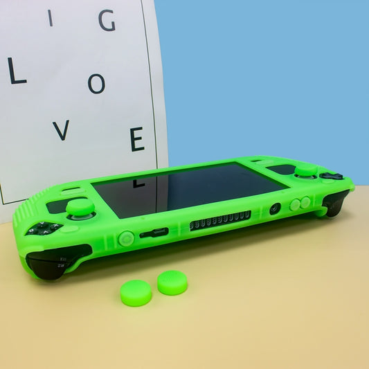 For Steam Deck V V4-1 Pocket Consoles Silicone Non-slip Protective Case with Holder Function(Green) - Cover Case by buy2fix | Online Shopping UK | buy2fix