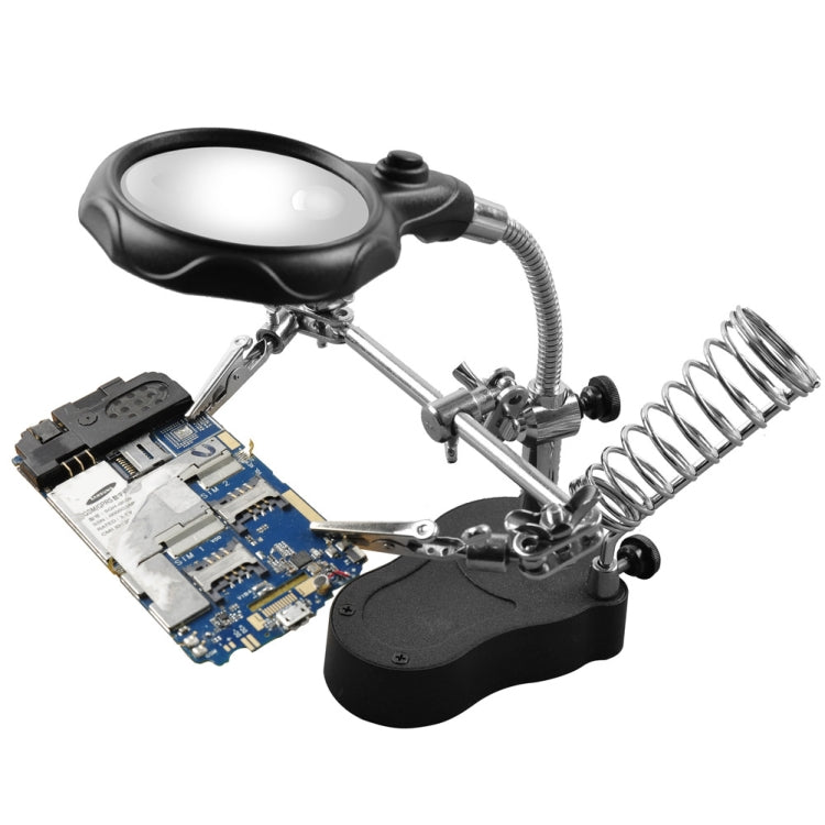 16126-A 3.5X/12X LED Light Stand Type Watch Repair Magnifier With Auxiliary Clip - Others by buy2fix | Online Shopping UK | buy2fix