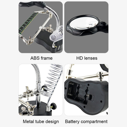 16126-A 3.5X/12X LED Light Stand Type Watch Repair Magnifier With Auxiliary Clip - Others by buy2fix | Online Shopping UK | buy2fix