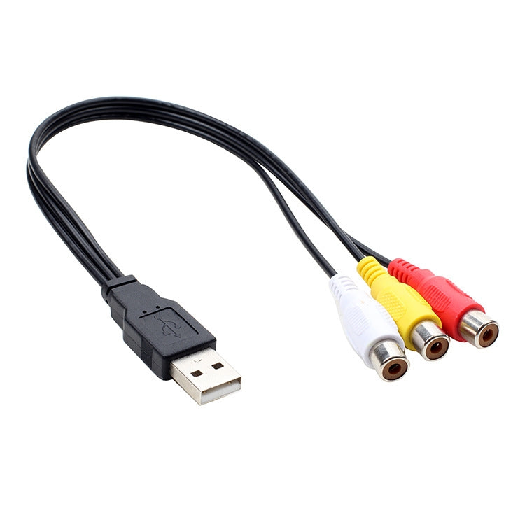 USB to 3 RCA Bus 1 Male 3 Female AV Audio Cable, Size: 25cm by buy2fix