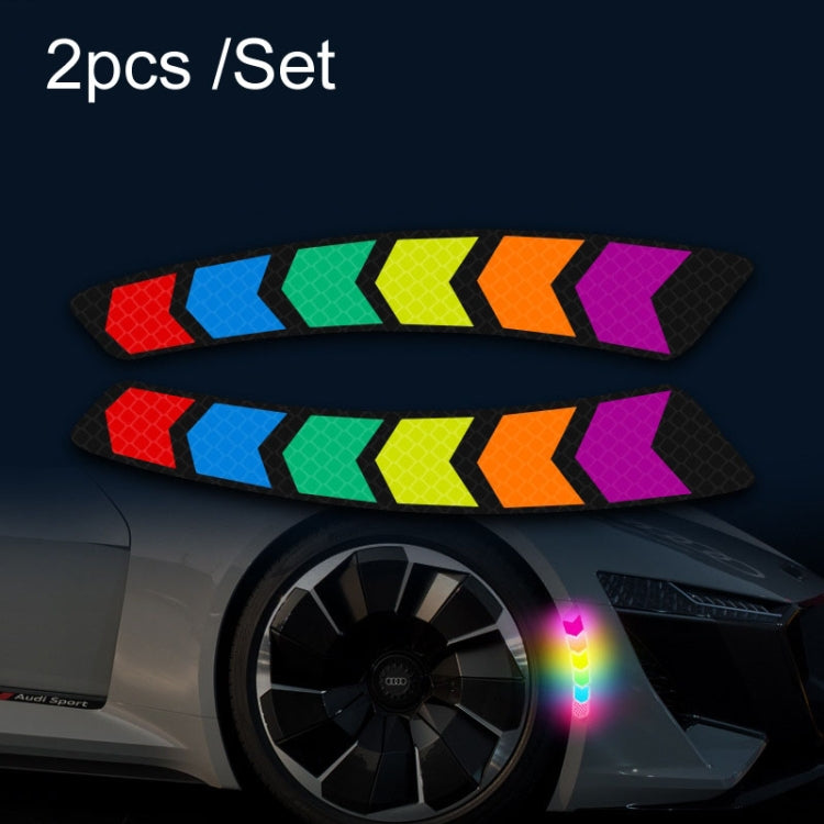 2pcs /Set Car Door Anti-Collision Scrape And Rearview Mirror Colorful Safety Warning Reflective Sticker, Style: Ordinary Model Wheel Eyebrows - Warning Sticker by buy2fix | Online Shopping UK | buy2fix