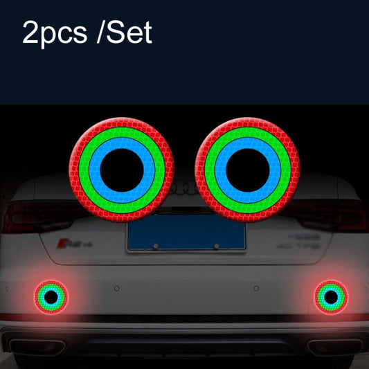 2pcs /Set Car Door Anti-Collision Scrape And Rearview Mirror Colorful Safety Warning Reflective Sticker, Style: Glue Model Rear Bar Discs - Warning Sticker by buy2fix | Online Shopping UK | buy2fix