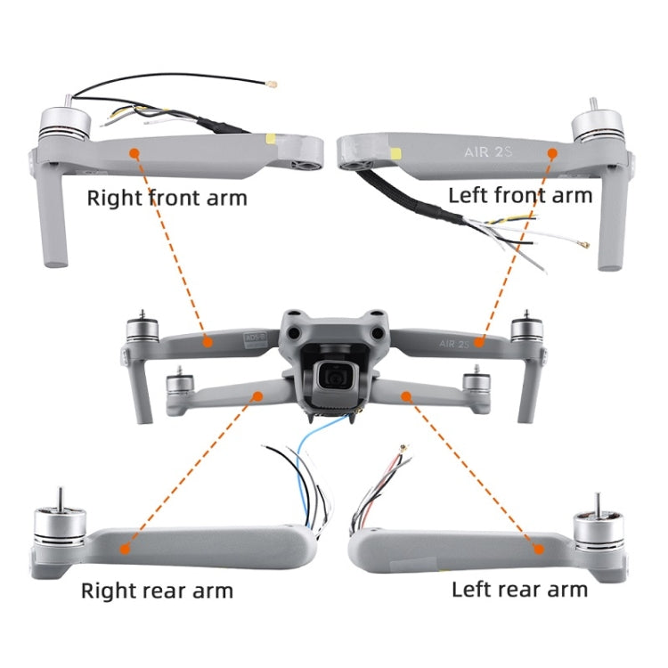 for DJI Mavic Air 2S Right Front Arm Front And Rear Machine Arm Shell Repair Accessories - For DJI Mavic Series by buy2fix | Online Shopping UK | buy2fix