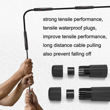 YM-8821 Pre-built Network Connectors Outdoor Waterproof Network Cable Extension Double Pass Head(Black) by buy2fix