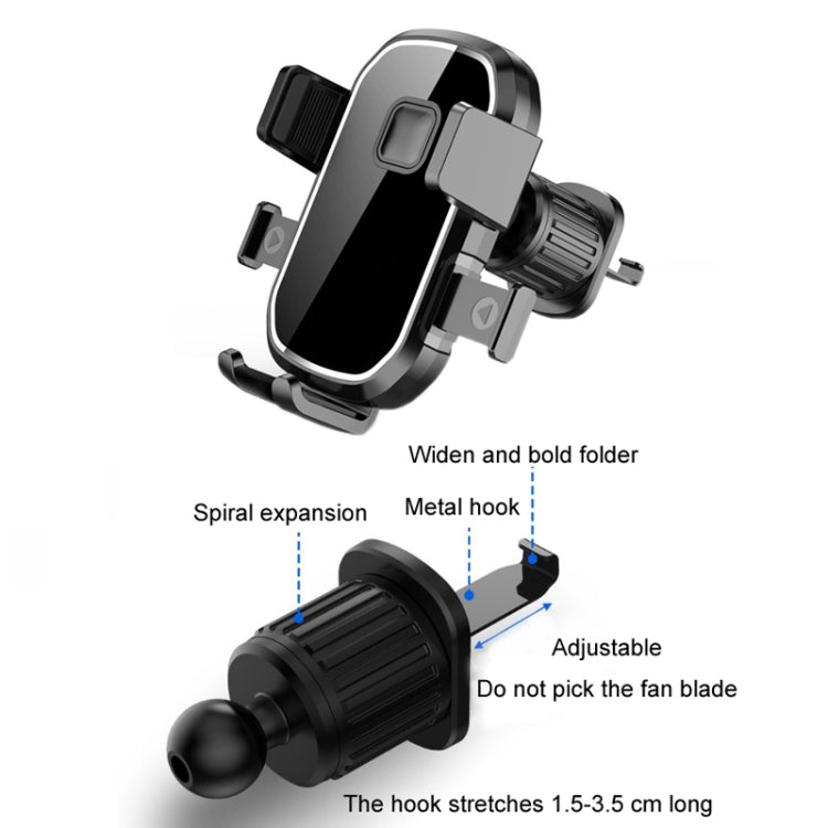 Car Air Outlet Hook Firmly Navigation Mobile Phone Holder(Mirror Black) - Universal Car Holders by buy2fix | Online Shopping UK | buy2fix