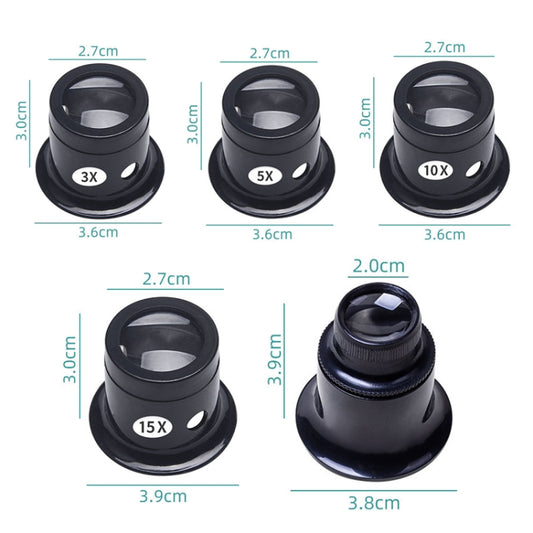 5pcs Eyepiece Magnifier Glass Lens Eyepiece Type Repair Magnifier, Times: 3X - Glasses Style by buy2fix | Online Shopping UK | buy2fix
