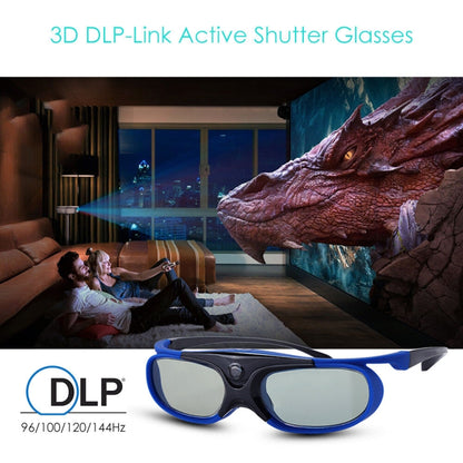 JX30-T Active Shutter 3D Glasses Support 96HZ-144HZ for DLP-LINK Projection X5/Z6/H2(Blue) - VR Headset by buy2fix | Online Shopping UK | buy2fix