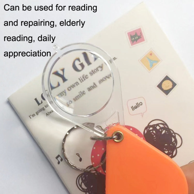 10pcs 10XFold Portable Home Students And Elderly People Hold HD Mini Magnifier Keychain(Orange) - Hand Held Style by buy2fix | Online Shopping UK | buy2fix