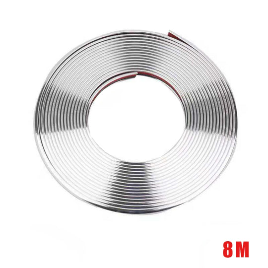 Bande décorative universelle réfléchissante pour roue de voiture W12, 8 m/rouleau, galvanoplastie (argent)