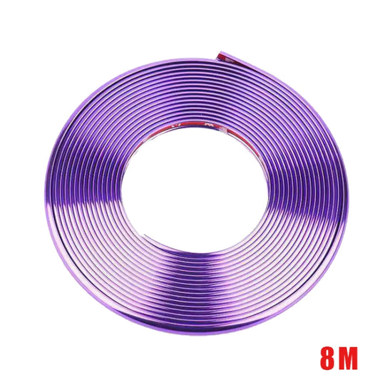 Bande décorative universelle réfléchissante pour roue de voiture W12, 8 m/rouleau, galvanoplastie (violet)
