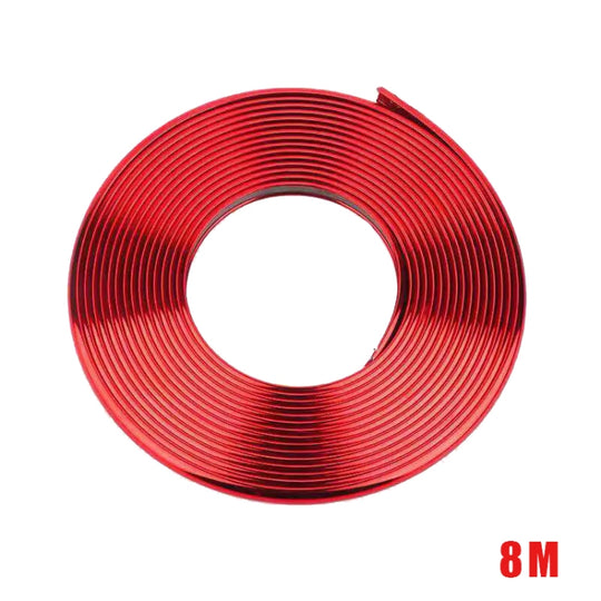 Bande décorative universelle réfléchissante pour roue de voiture W12, 8 m/rouleau, galvanoplastie (rouge)