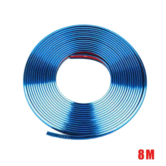 Bande décorative universelle réfléchissante pour roue de voiture W12, 8 m/rouleau, galvanoplastie (bleu)