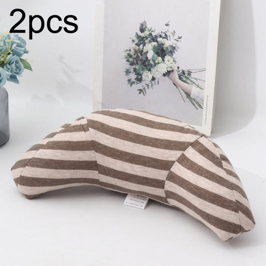 2pcs Children Neck Headrest Comfortable Shoulder Cover Car Neck Guard Pillow(Brown Stripe) - Seat Accessories by buy2fix | Online Shopping UK | buy2fix