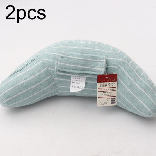 2pcs Children Neck Headrest Comfortable Shoulder Cover Car Neck Guard Pillow(Green Strip) - Seat Accessories by buy2fix | Online Shopping UK | buy2fix