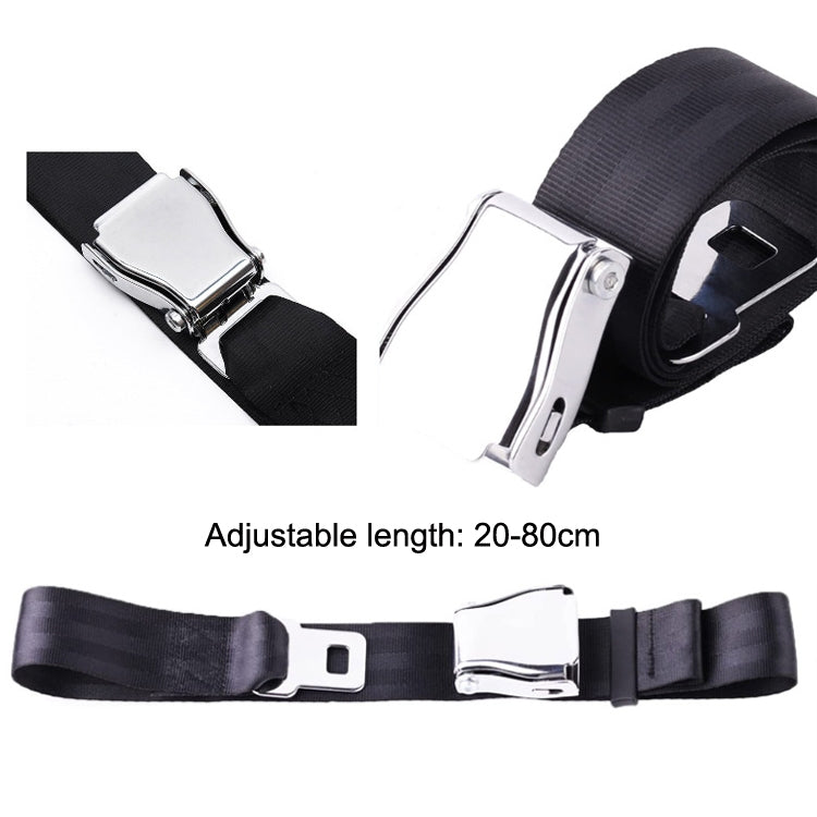 Two Point Aircraft Buckle Adjustable Seat Belt Extended Band(Black) - Seat Belts & Padding by buy2fix | Online Shopping UK | buy2fix
