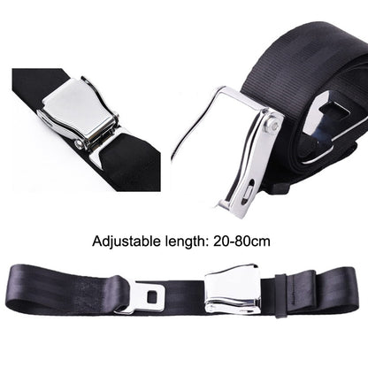 Two Point Aircraft Buckle Adjustable Seat Belt Extended Band(Black) - Seat Belts & Padding by buy2fix | Online Shopping UK | buy2fix
