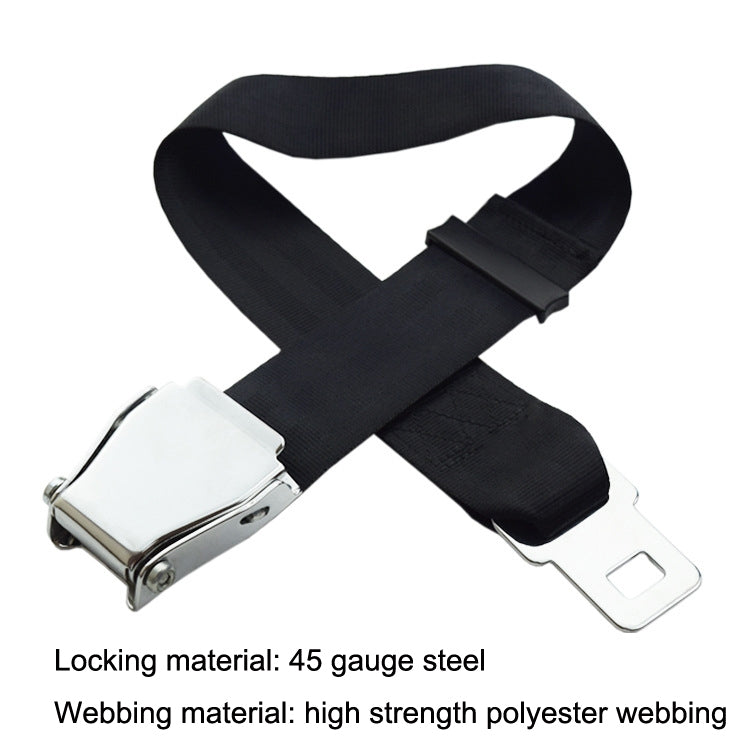 Two Point Aircraft Buckle Adjustable Seat Belt Extended Band(Black) - Seat Belts & Padding by buy2fix | Online Shopping UK | buy2fix