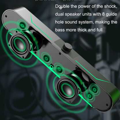 A39 LED Luminous HIFI Stereo Computer Speakers Long Gaming Wired Audio(Black) by buy2fix