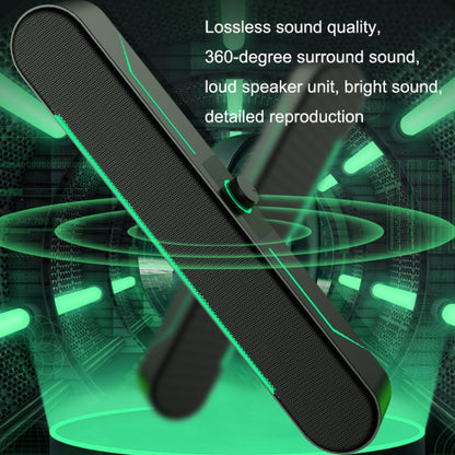A39 LED Luminous HIFI Stereo Computer Speakers Long Gaming Wired Audio(Black) by buy2fix