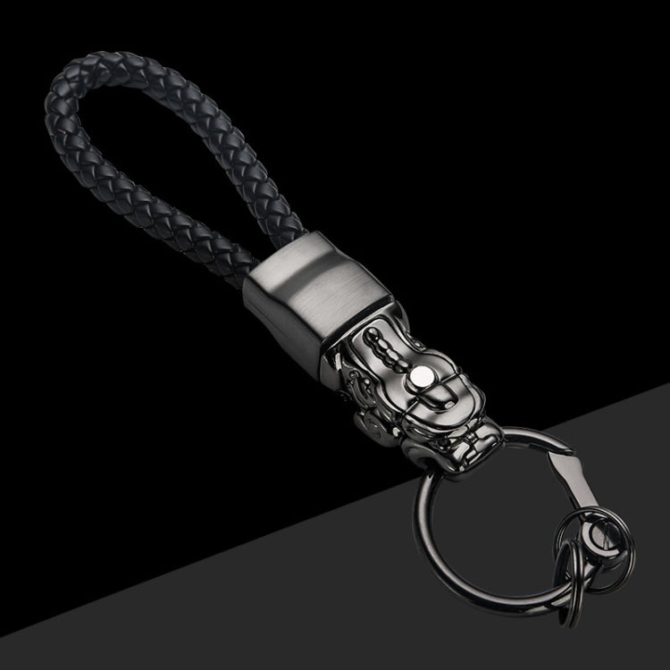 Braided Leather Rope Brave Troops Keychain With LED Light Metal Pendant(Black+Black Rope) - Key Rings by buy2fix | Online Shopping UK | buy2fix