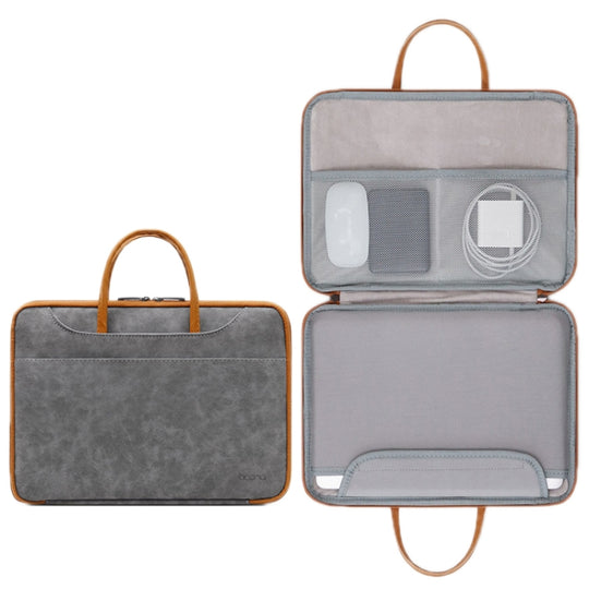 Baona Leather Fully Open Portable Waterproof Computer Bag, Size: 13/13.3 inches(Gray Brown)