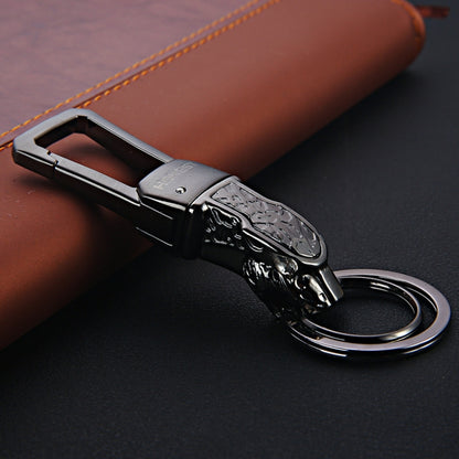 HONEST Metal Car Keychain Leopard Head Key Chain Pendant(Basic Black Nickel) - Key Rings by HONEST | Online Shopping UK | buy2fix