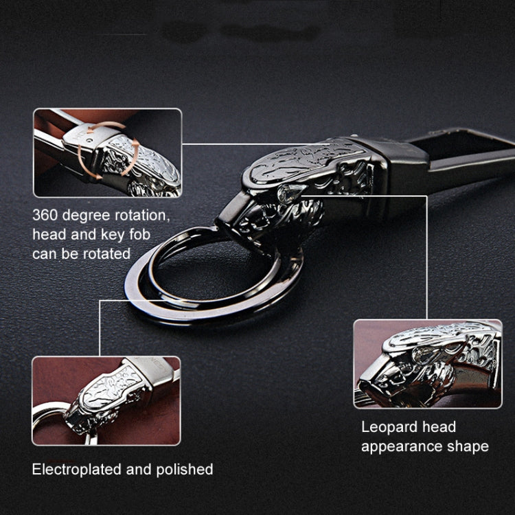 HONEST Metal Car Keychain Leopard Head Key Chain Pendant(Basic Black Nickel) - Key Rings by HONEST | Online Shopping UK | buy2fix