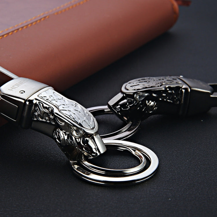 HONEST Metal Car Keychain Leopard Head Key Chain Pendant(Basic Black Nickel) - Key Rings by HONEST | Online Shopping UK | buy2fix