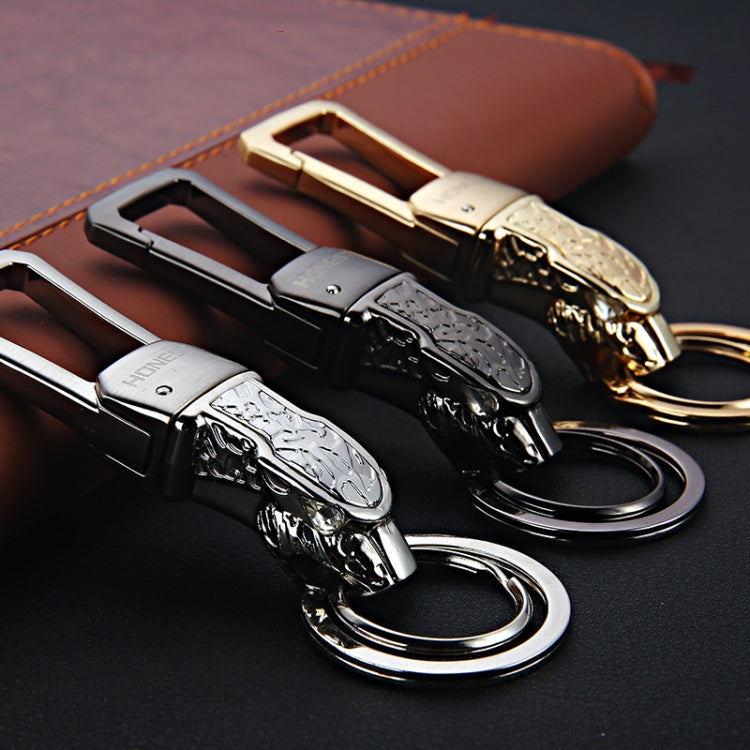 HONEST Metal Car Keychain Leopard Head Key Chain Pendant(Basic Black Nickel) - Key Rings by HONEST | Online Shopping UK | buy2fix